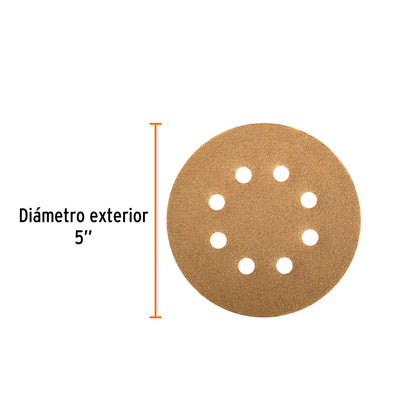 Discos de lija 5 pulg grano 180