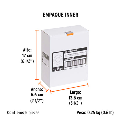 Paquete con 5 discos de lija 5" grano 220, 8 perforaciones · vista 5