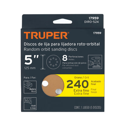 Discos de lija 5 pulg grano 240