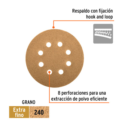 Discos de lija 5 pulg grano 240