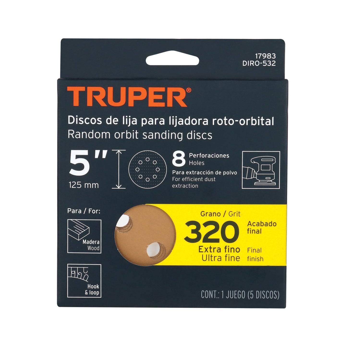 Discos de lija 5 pulg grano 320