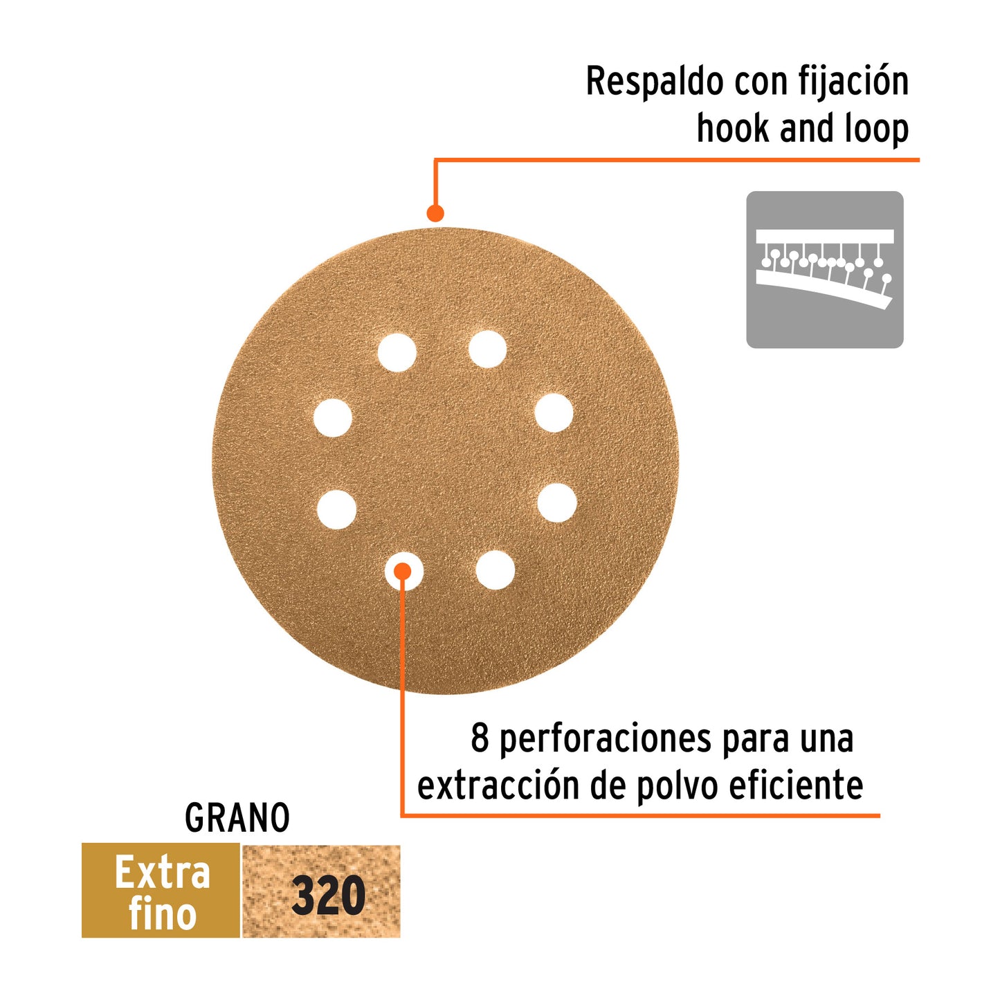 Discos de lija 5 pulg grano 320