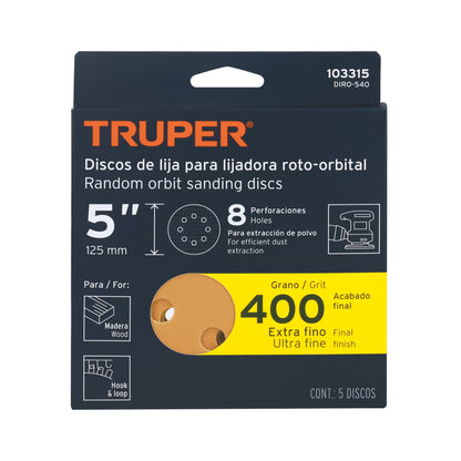 Paquete con 5 discos de lija 5" grano 400, 8 perforaciones · vista 4