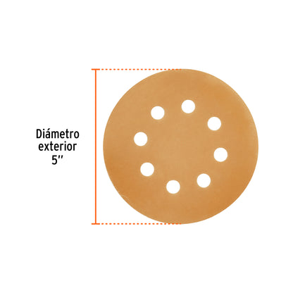 Paquete con 5 discos de lija 5" grano 400, 8 perforaciones · vista 3