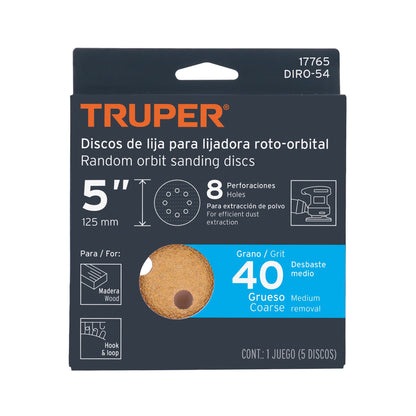 Discos de lija 5 pulg grano 40
