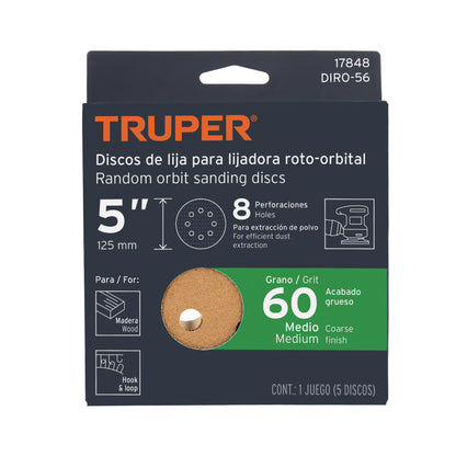 Discos de lija 5 pulg grano 60