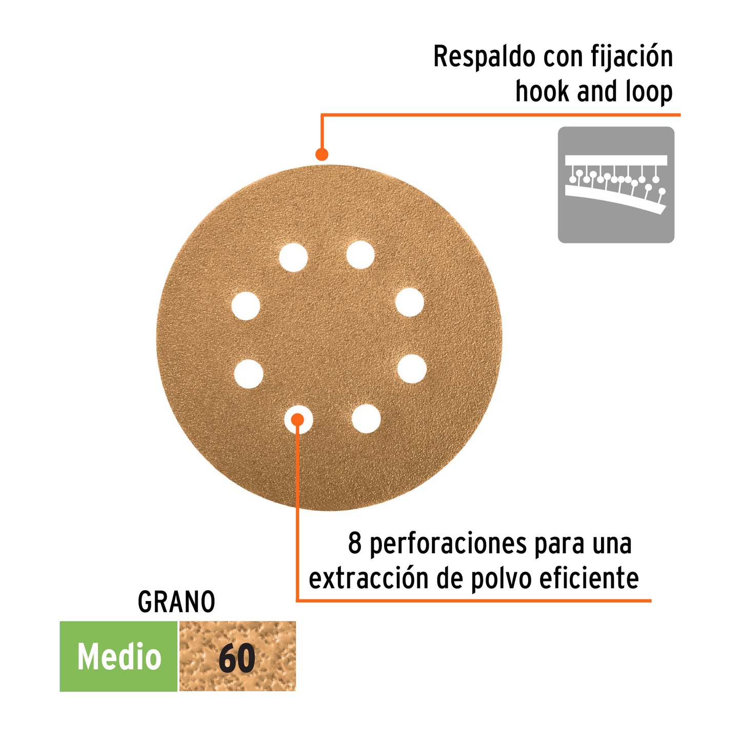 Discos de lija 5 pulg grano 60