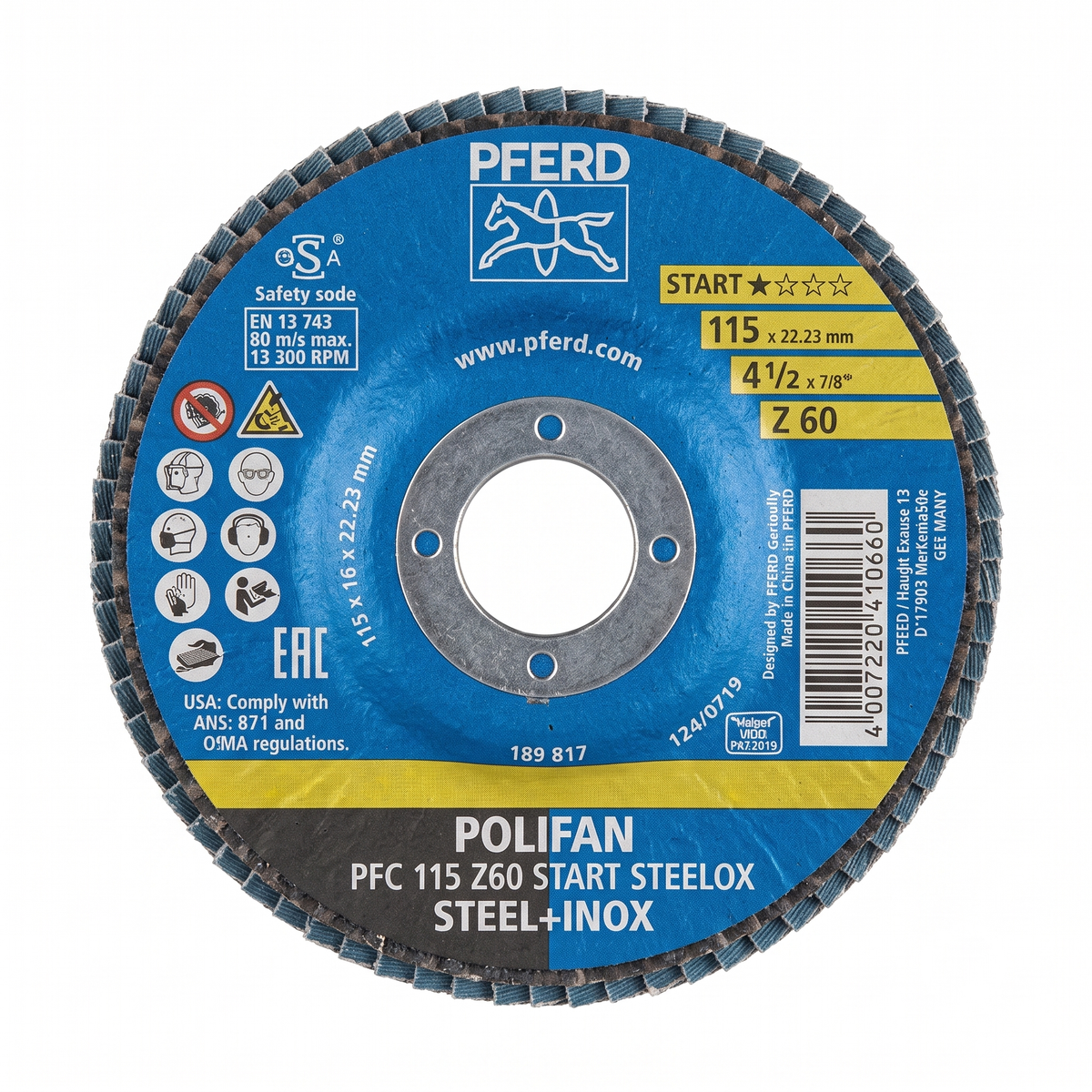 Disco Polifan 114.3 mm x 22.23 mm Grano Z60