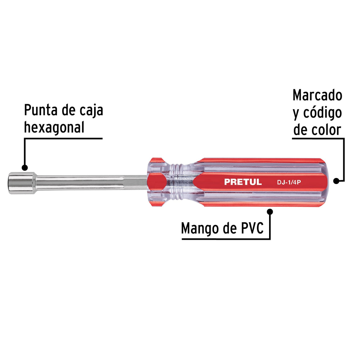 Desarmador de caja 1/4" mango de PVC · vista 4