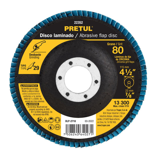 Disco laminado de 4-1/2" grano 80 con centro 7/8"