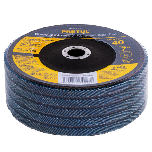 Disco laminado de 7" grano 40 con centro 7/8"