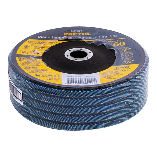 Disco laminado de 7" grano 60 con centro 7/8"