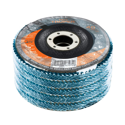 Disco laminado de 4-1/2" grano 40 con centro 7/8"