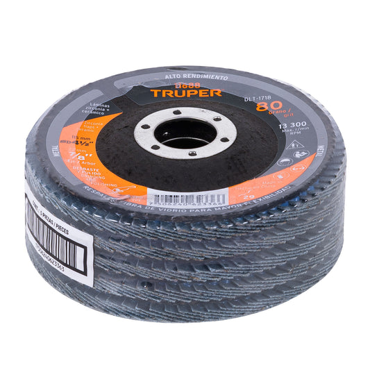 Disco laminado de 4-1/2" grano 80 con centro 7/8"