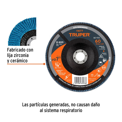 Disco laminado de 7" grano 60 con centro 7/8"