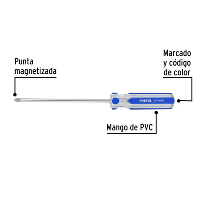 Desarmador de cruz 1/4 x 6 pulgadas con mango de PVC
