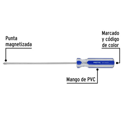 Desarmador de cruz 1/4 x 8 pulgadas con mango de PVC