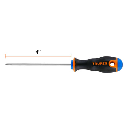 Desarmador de cruz de 1/8 con barra de 10.16 cm y mango Comfort Grip