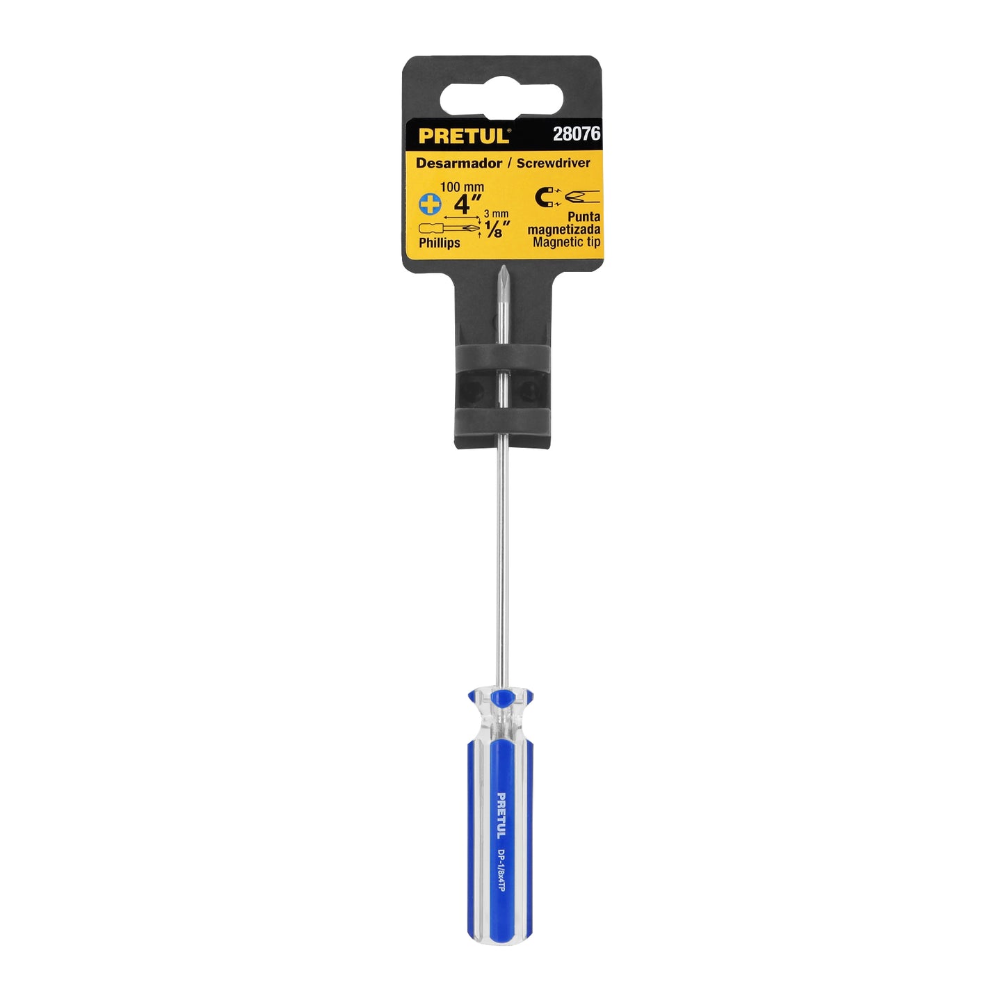 Desarmador de cruz de 1/8 x 4 con mango de PVC