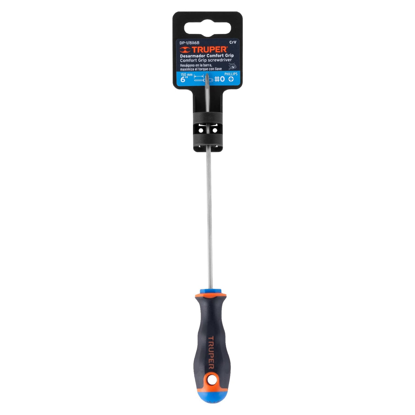 Desarmador de cruz de 1/8 con barra de 15.24 cm y mango Comfort Grip