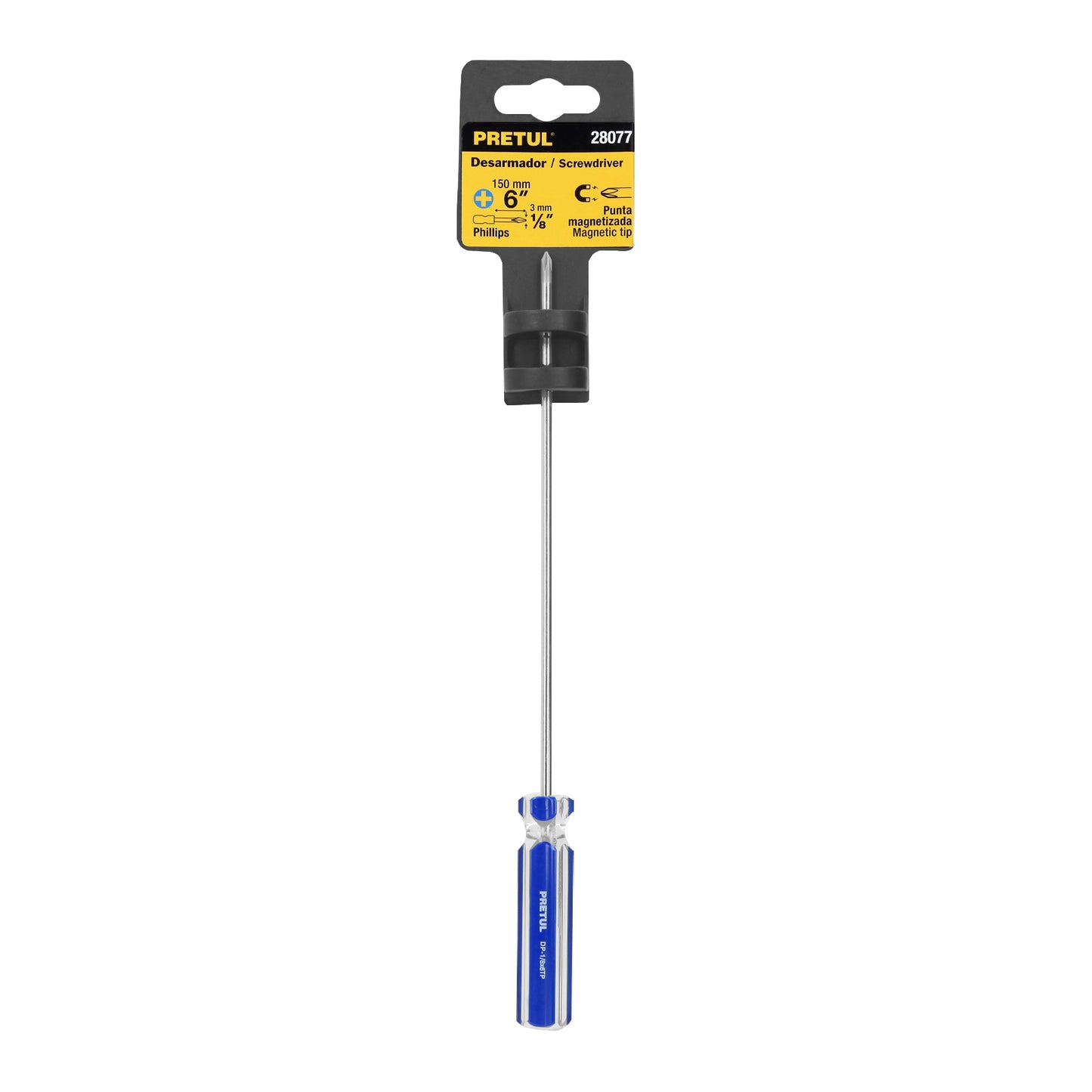 Desarmador de cruz de 1/8 x 6 con mango de PVC