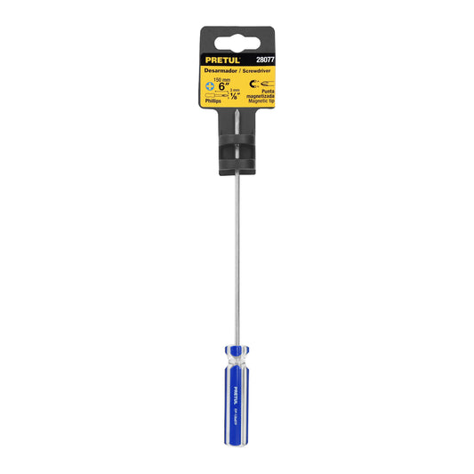 Desarmador de cruz de 1/8 x 6 con mango de PVC