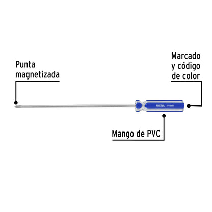 Desarmador de cruz de 1/8 x 6 con mango de PVC