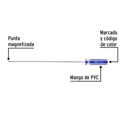 Desarmador de cruz de 1/8 x 8 con mango de PVC