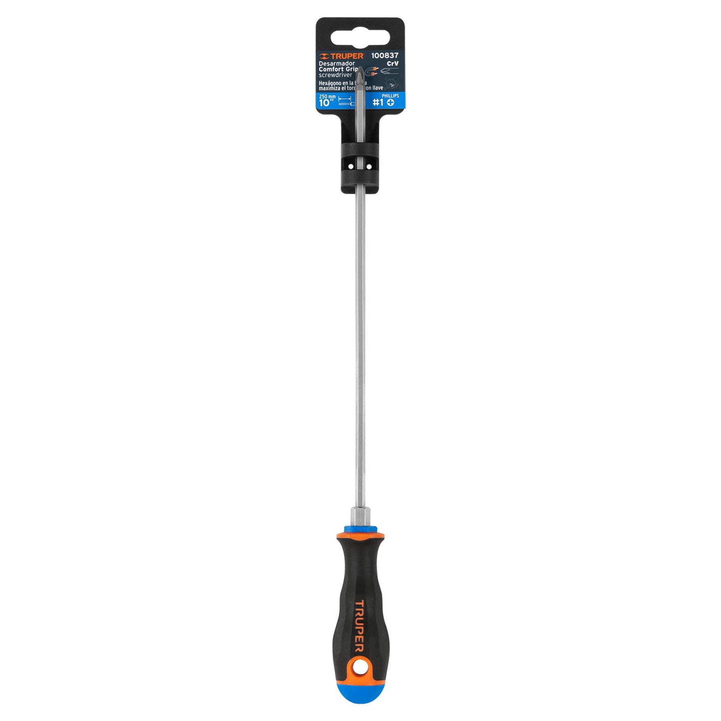 Desarmador de cruz de 3/16 con barra de 25.4 cm y mango Comfort Grip