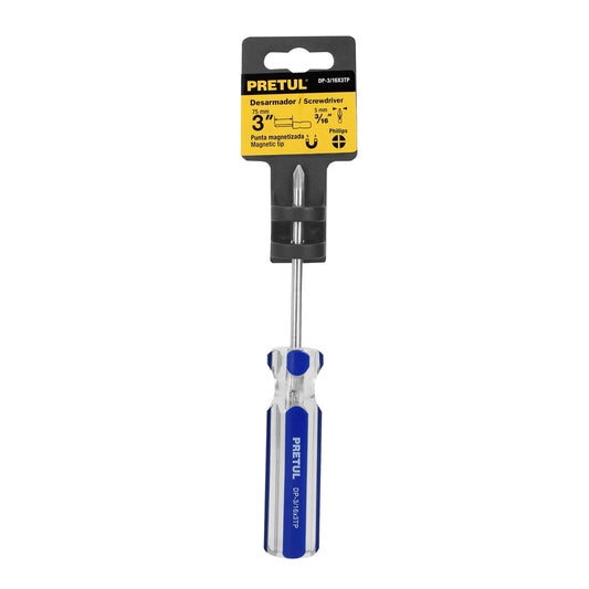 Desarmador de cruz 3/16 x 3 pulgadas con mango de PVC