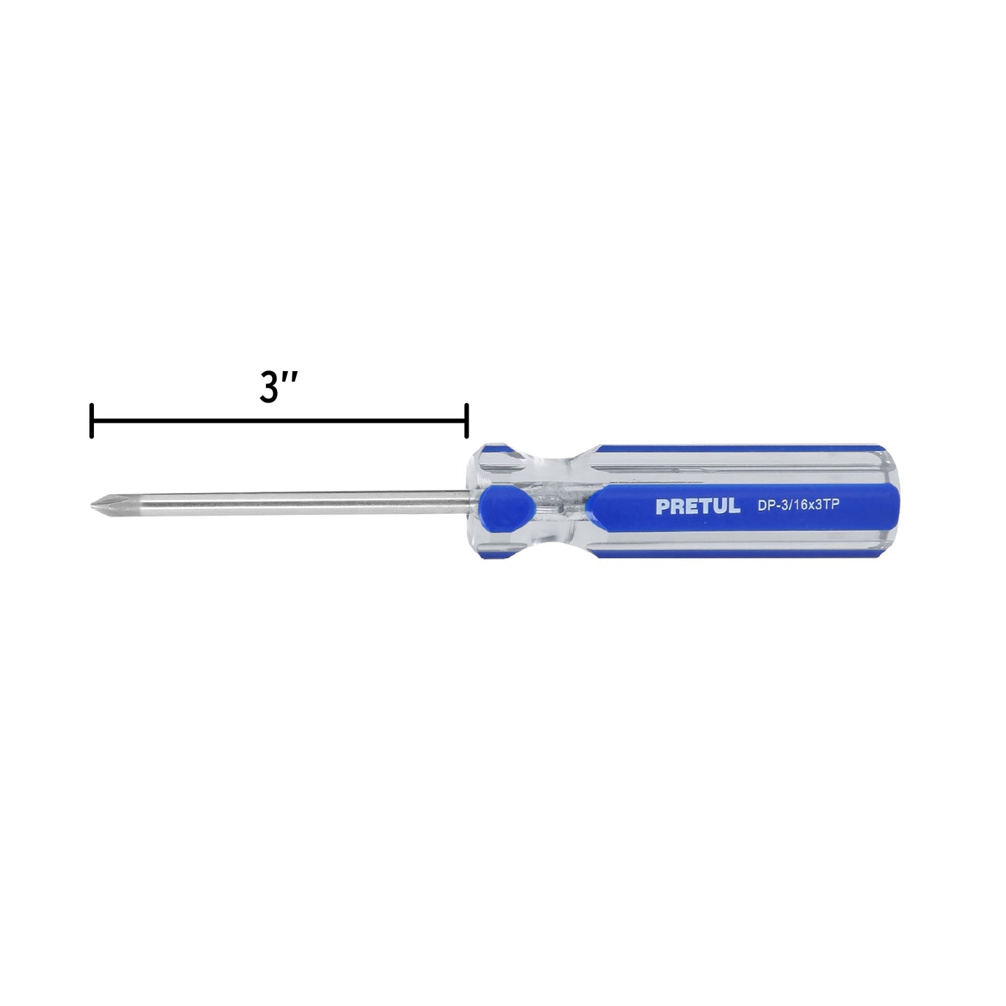 Desarmador de cruz 3/16 x 3 pulgadas con mango de PVC