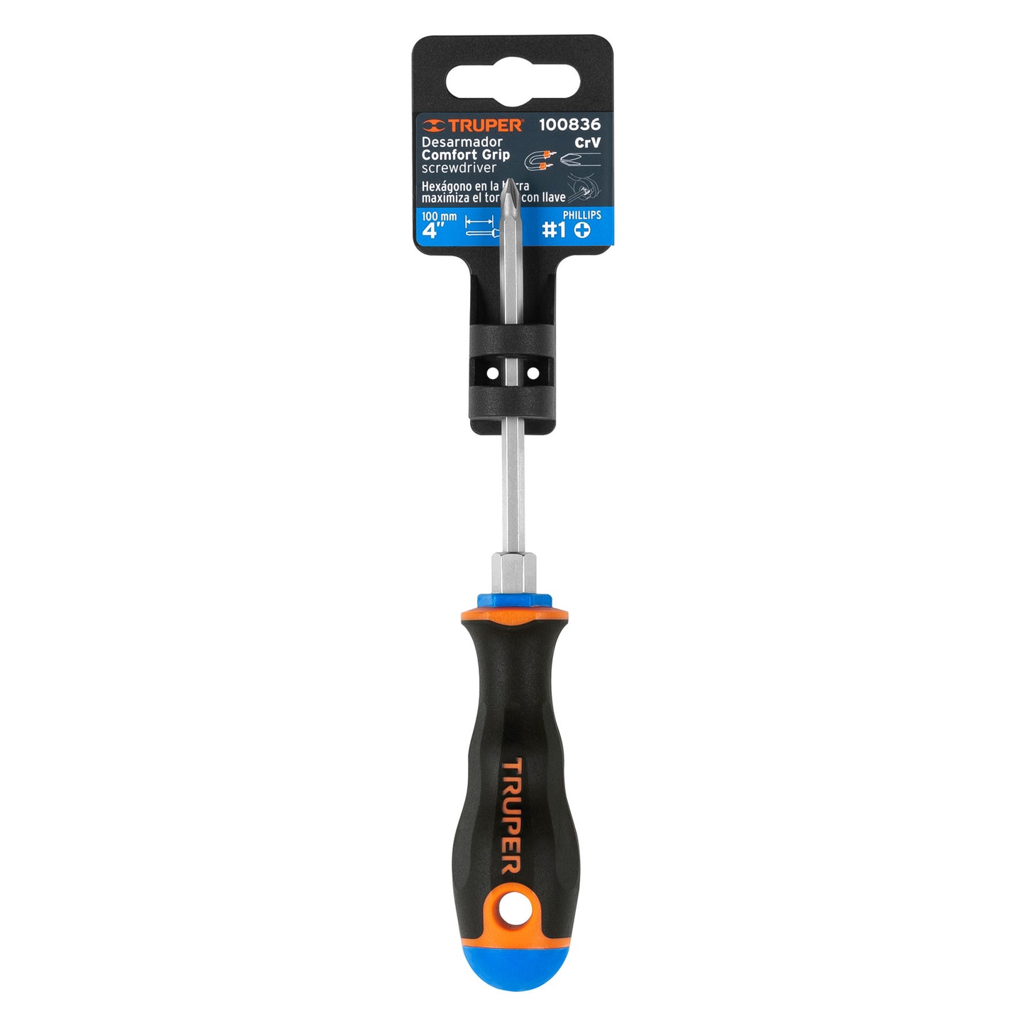 Desarmador de cruz de 3/16 con barra de 10.16 cm y mango Comfort Grip