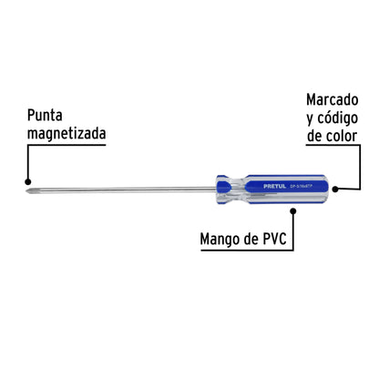 Desarmador de cruz 3/16 x 6 pulgadas con mango de PVC