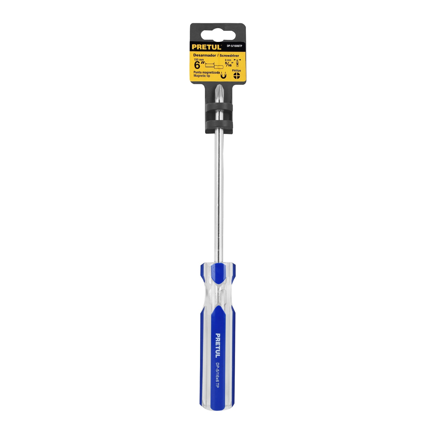 Desarmador de cruz 5/16 x 6 pulgadas con mango de PVC