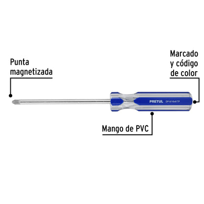 Desarmador de cruz 5/16 x 6 pulgadas con mango de PVC