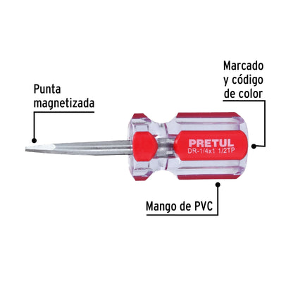 Desarmador plano de 1/4 x 1-1/2 con mango de PVC