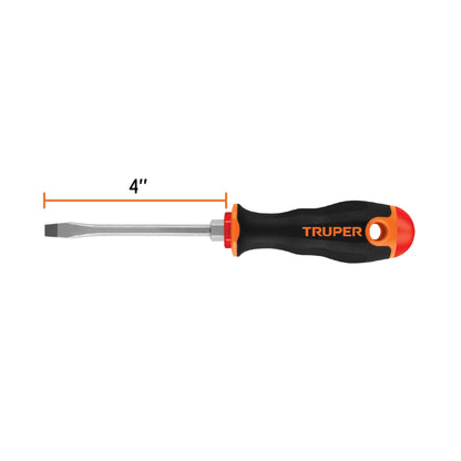 Desarmador plano de 1/4 con barra de 10.16 cm y mango Comfort Grip