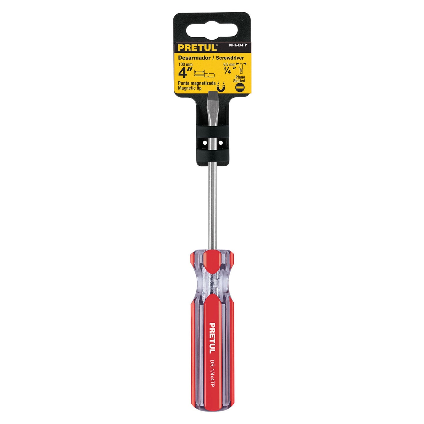 Desarmador plano de 1/4 x 4 con mango de PVC
