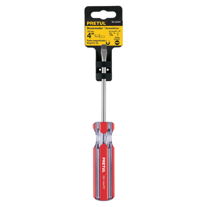 Desarmador plano de 1/4 x 4 con mango de PVC