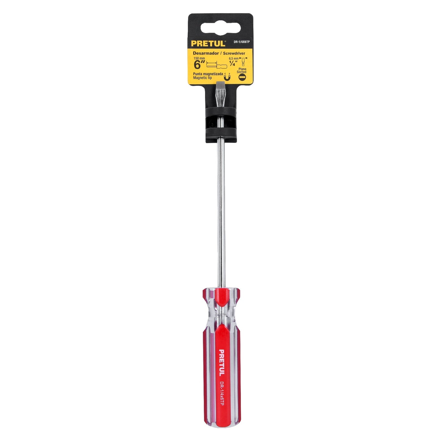 Desarmador plano de 1/4 x 6 con mango de PVC