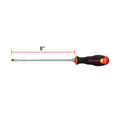 Desarmador plano de 1/4 con barra de 20.32 cm y mango Comfort Grip