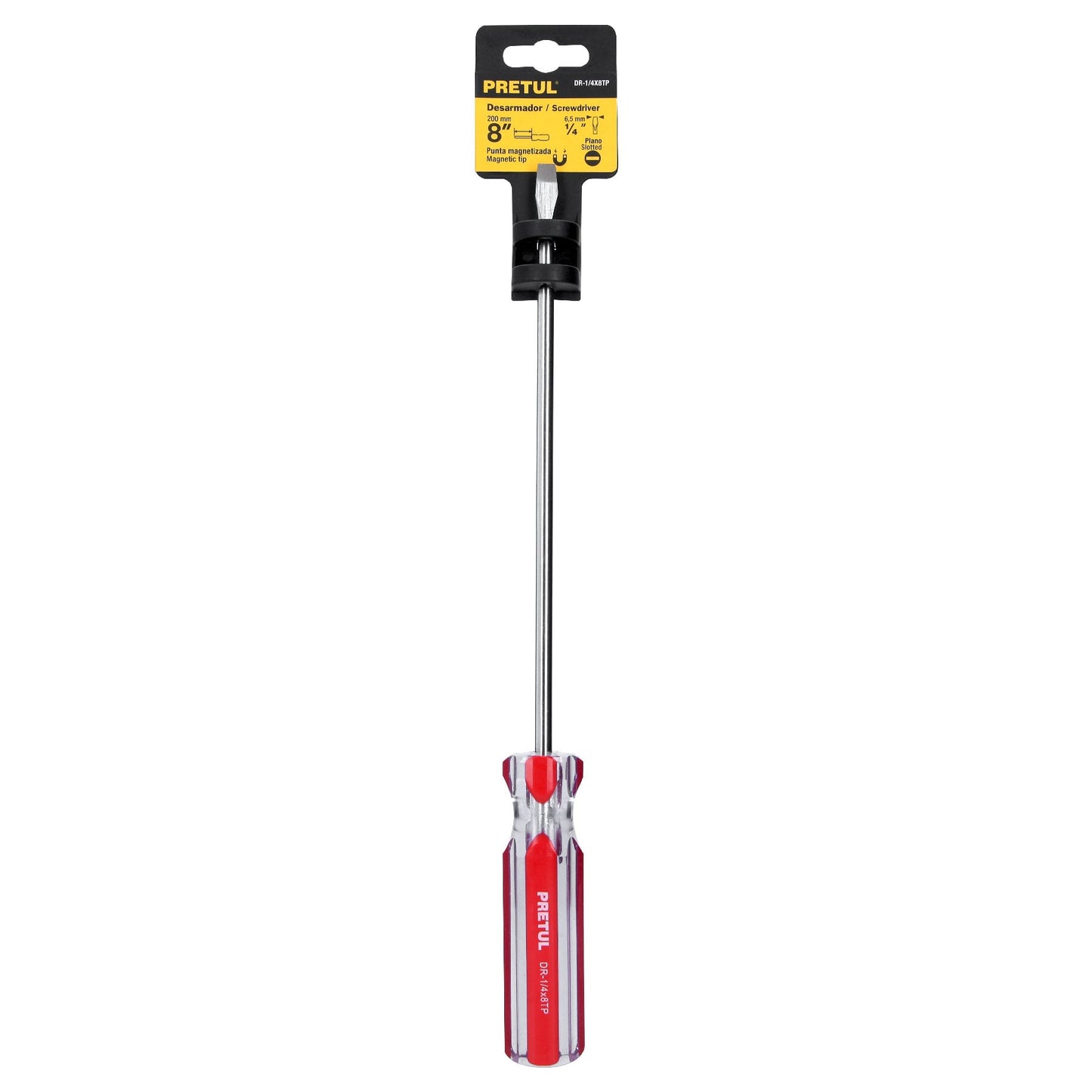 Desarmador plano de 1/4 x 8 con mango de PVC