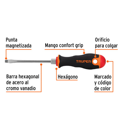 Desarmadores Planos, Mango Comfort Grip