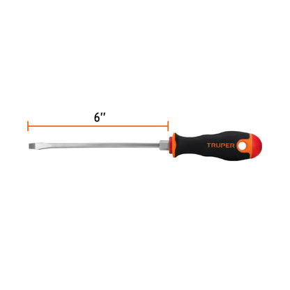Desarmador plano de 3/16 con barra de 15.24 cm y mango Comfort Grip