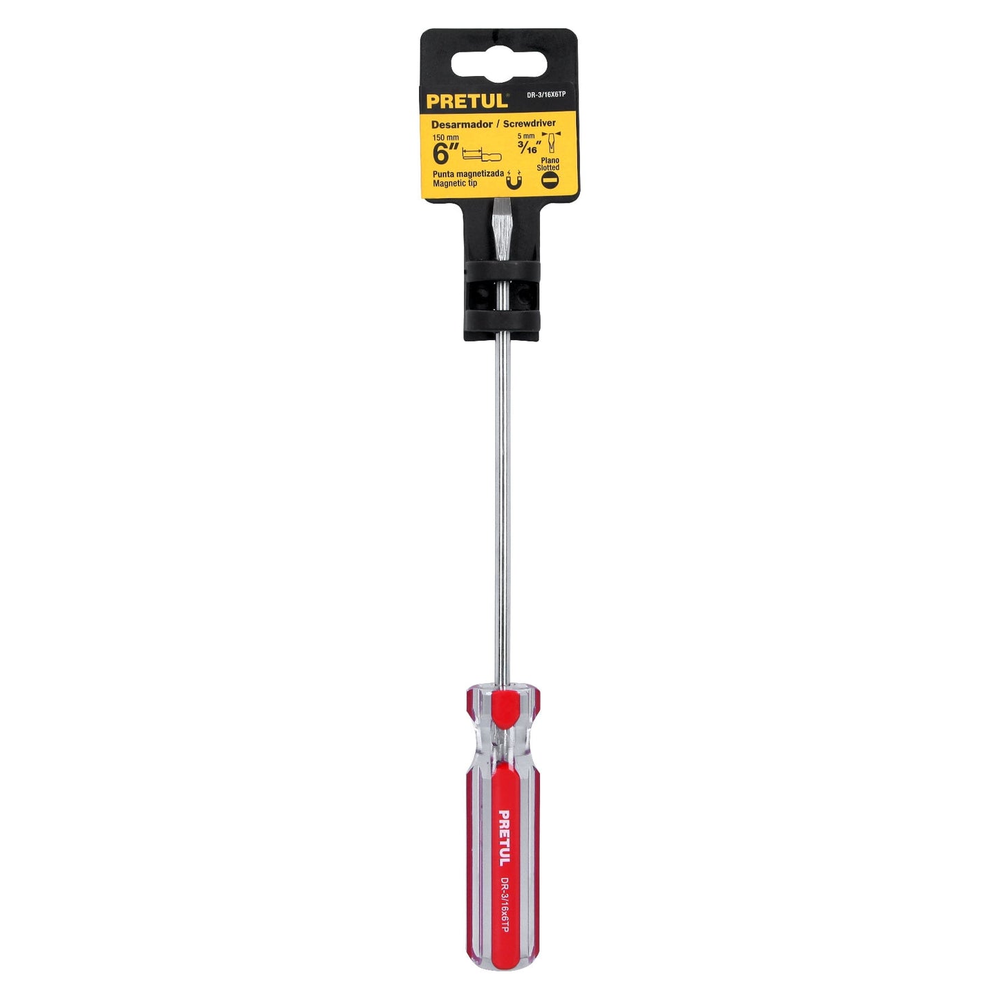 Desarmador plano de 3/16 x 6 con mango de PVC