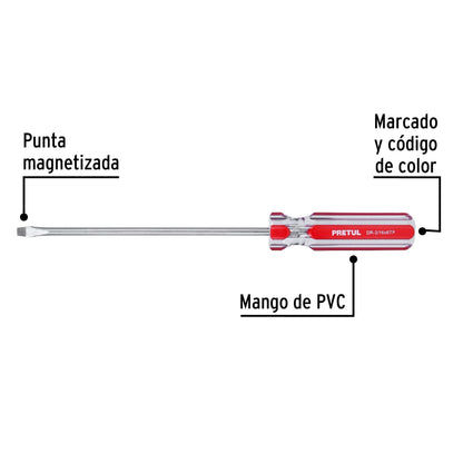 Desarmador plano de 3/16 x 6 con mango de PVC