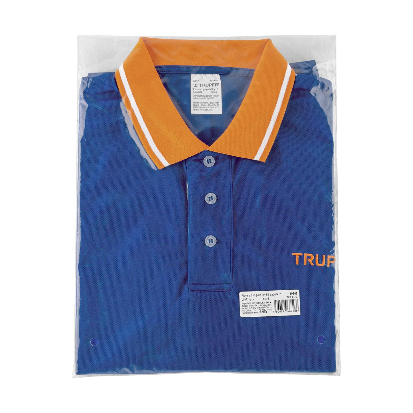 Playera polo performance para hombre azul talla grande