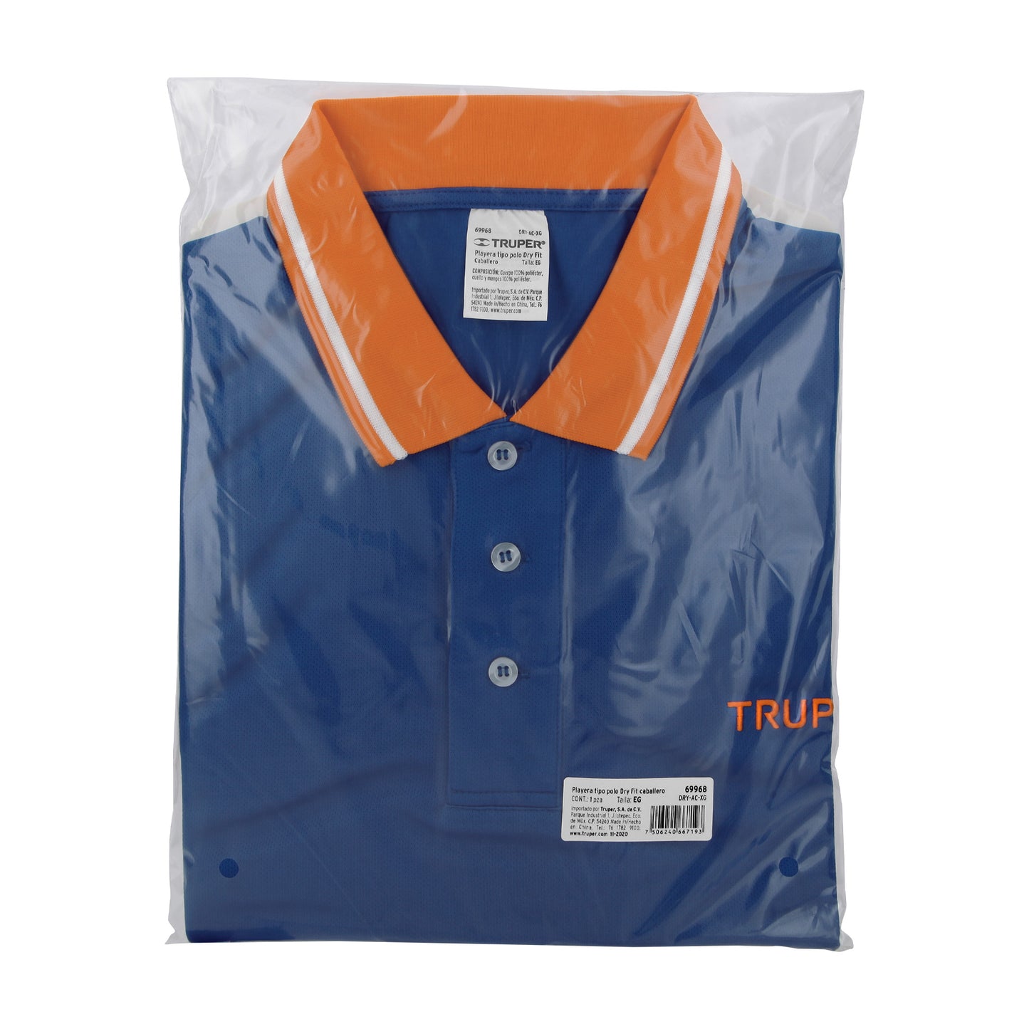Playera polo performance para hombre azul talla extra grande