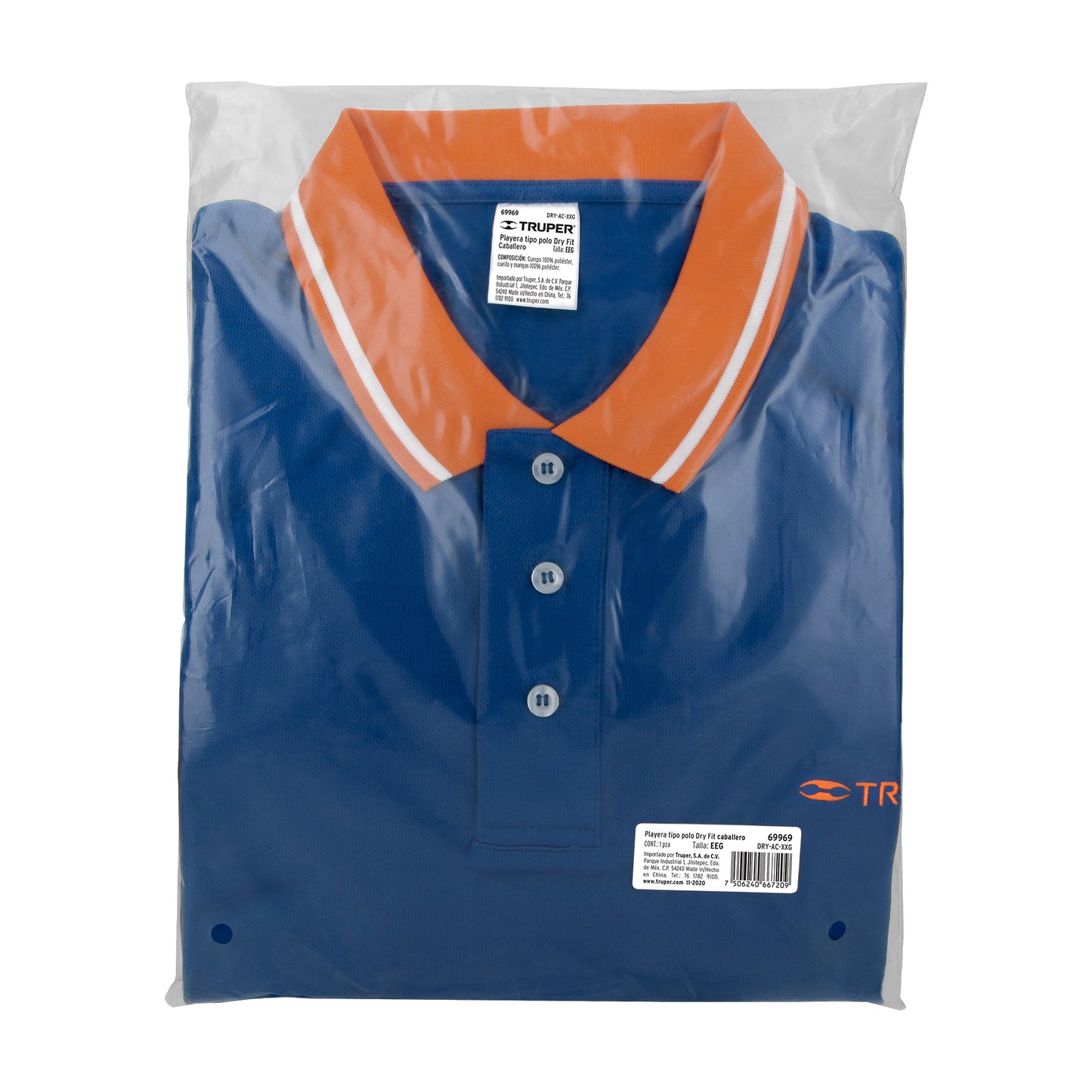 Playera polo performance para hombre azul talla extra extra grande
