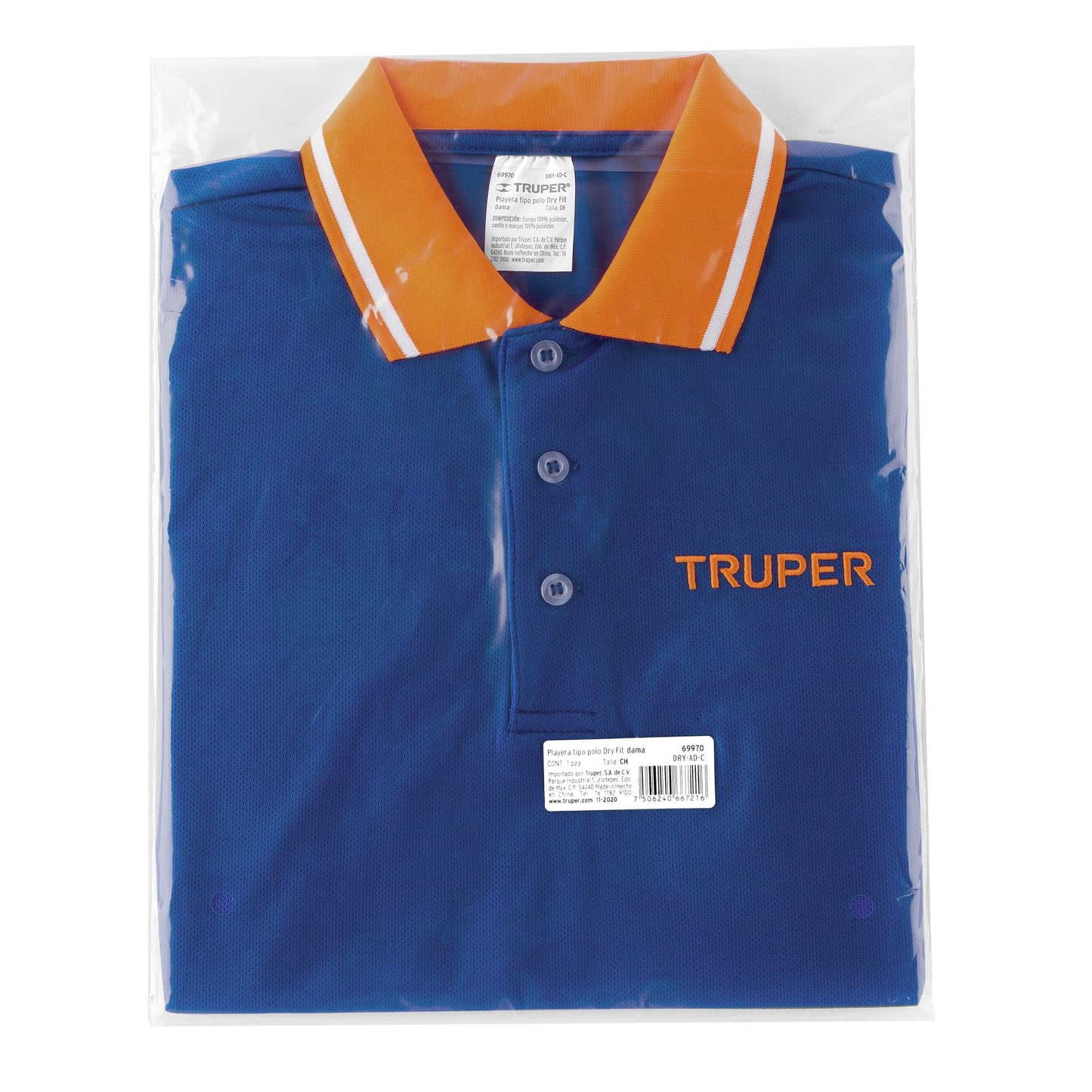 Playera polo performance para mujer color azul en talla CH